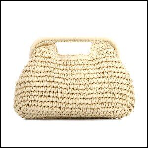 Woven Straw Clutch Tote Bag Summer Beach Vacation Evening Purse Women